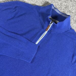 Tommy Bahama Sweater Mens L Blue IslandZone Quarter Zip Pullover Coolmax Cotton